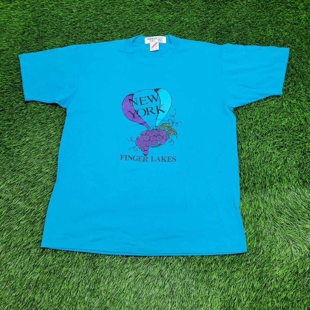 Vintage 90s Finger Lakes New York T-Shirt XL 22x28 Made In USA Jerzees